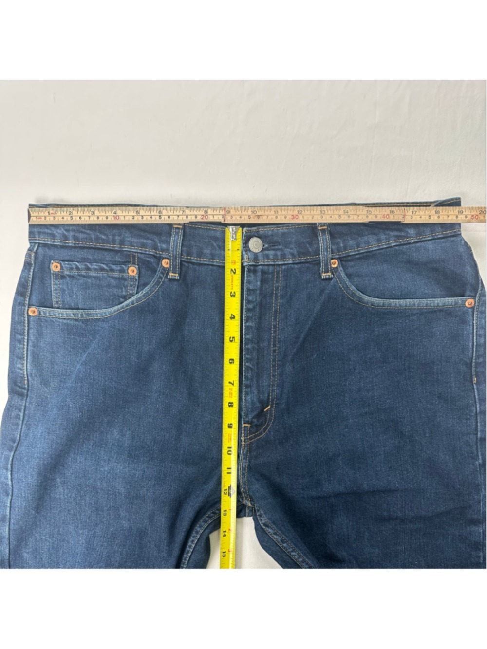 Levi’s 505 Regular Fit Jeans Dark Wash Stretch Denim W38 L30 Classic Straight Le - Picture 5 of 16